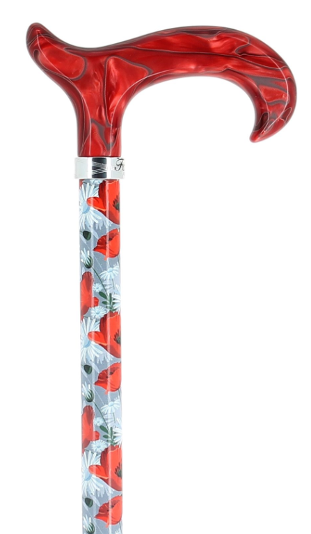 Canne réglable en aluminium Coquelicots Fayet